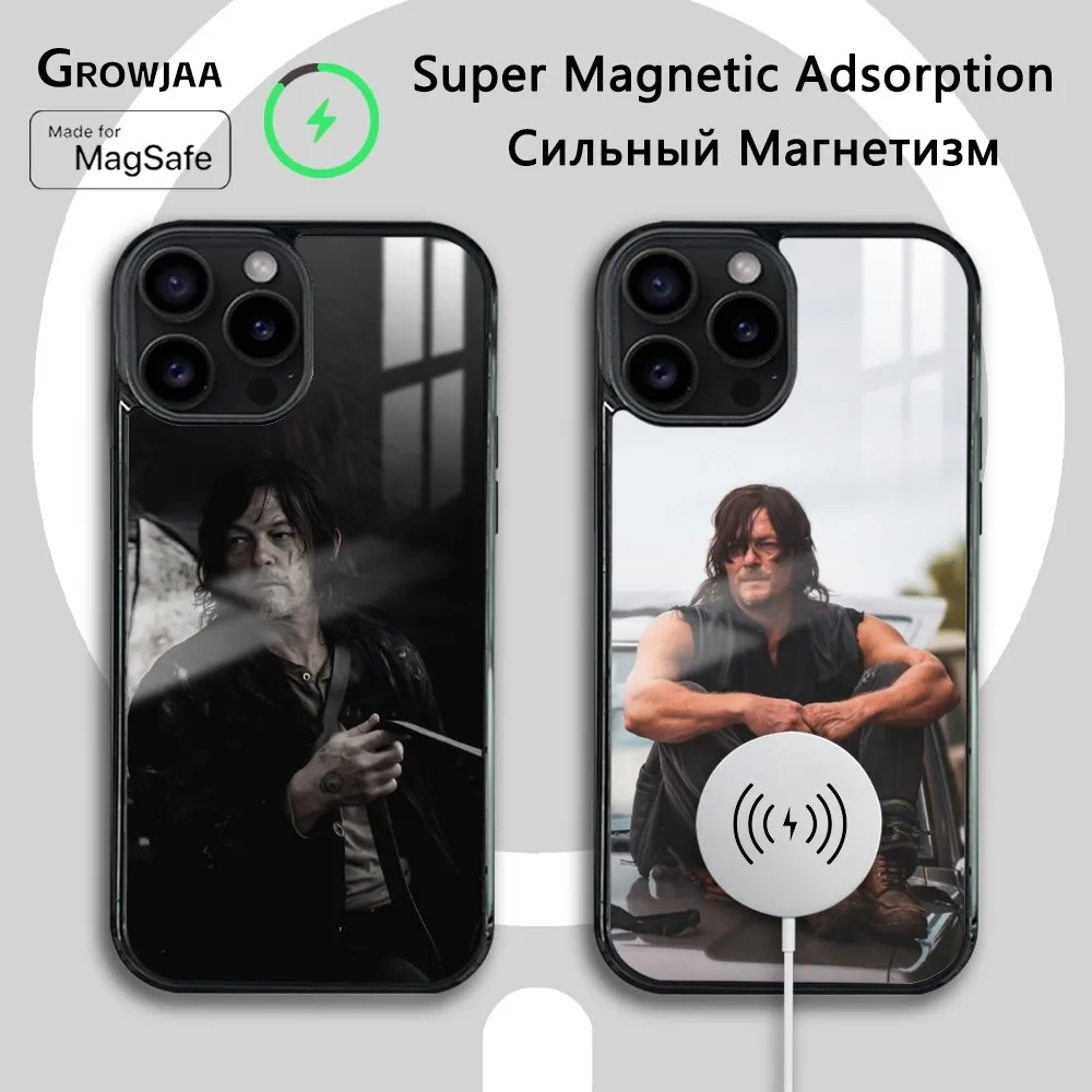 Daryl Walking Dead Phone Case For iPhone 16 15 14 13 12 11 Pro Max Plus Mini Magsafe Mirror Wireless Magnetic Cover