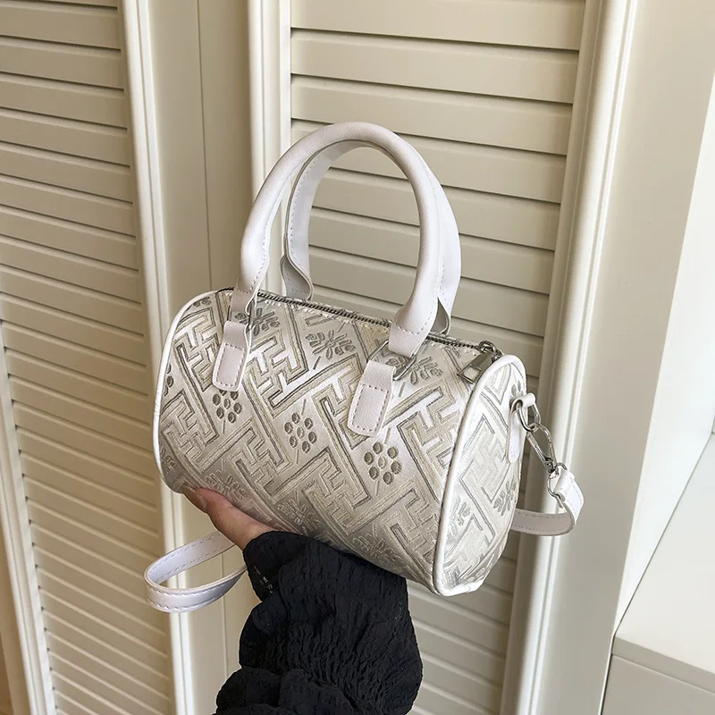 New Chinese-style Zhuang brocade pattern intangible heritage casual light luxury urban minimalist PU leather fashion handbag