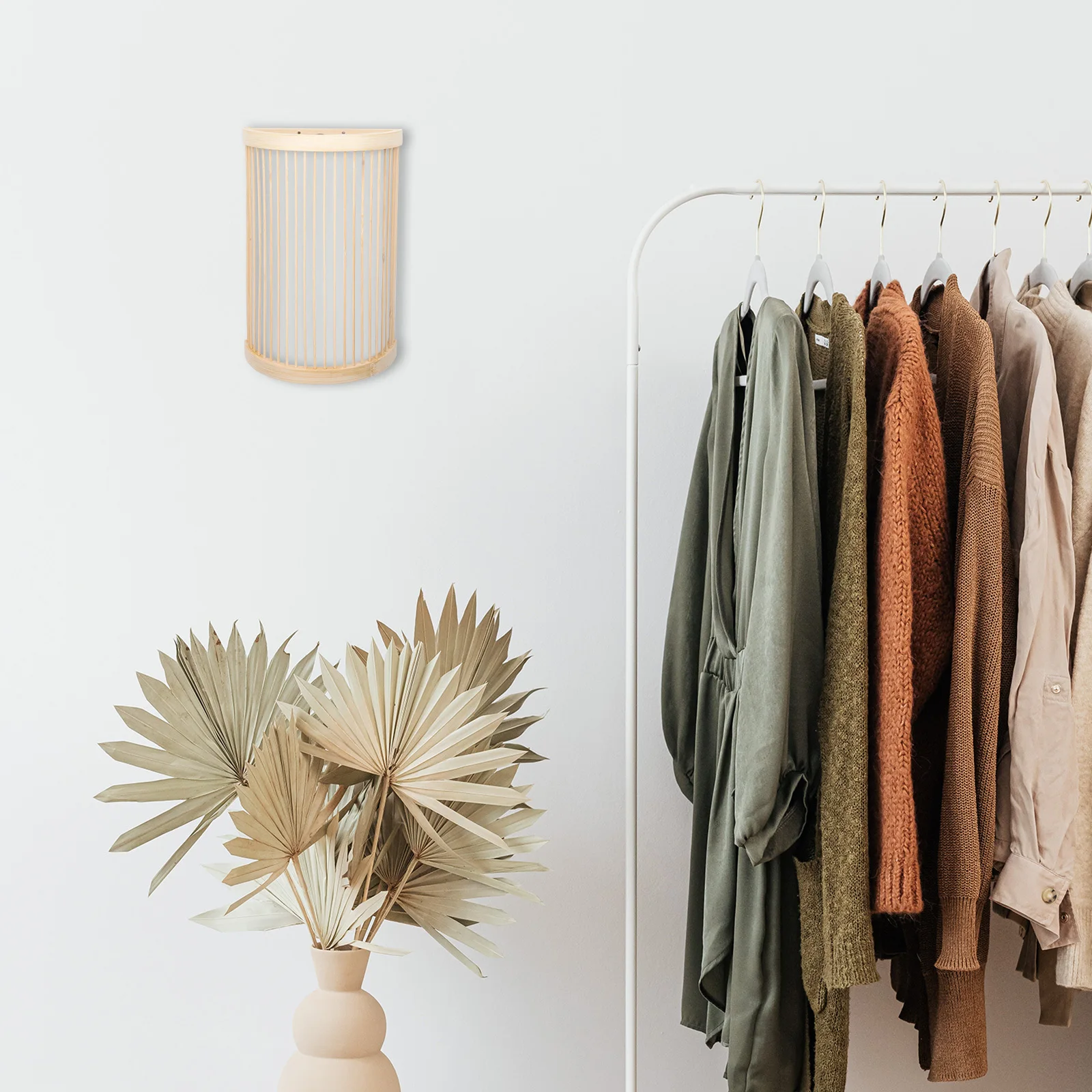 

1Pcs Bamboo Weaving Wall Light Simple Creative Indoor Bedside Lamp Decorative Woven Wall-Mounted Light Ornament