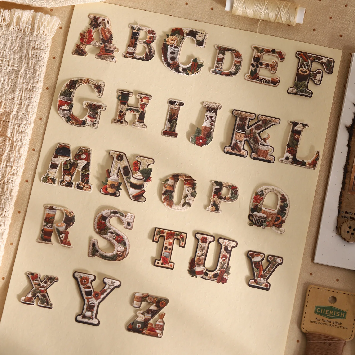 26pcs/1lot Kawaii Stationery Stickers Alphabet Weaving Workshop Junk Journaling Decorative  Scrapbooking for  Scrapbook