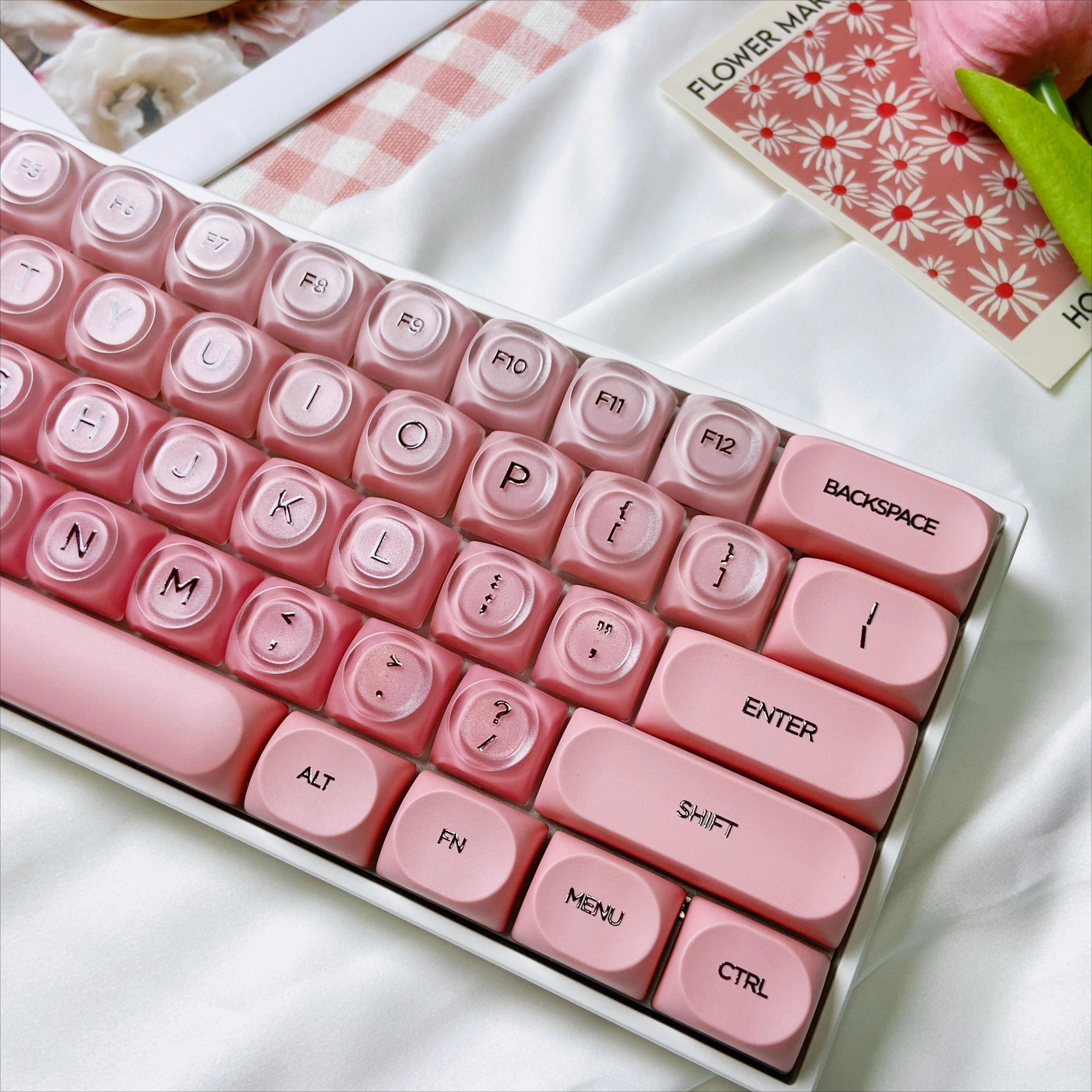 أغطية مفاتيح كريستالية وردية HOA أغطية مفاتيح مخصصة للألعاب لوحة مفاتيح ميكانيكية PBT مجموعة أغطية مفاتيح للوحة المفاتيح المكتبية #1