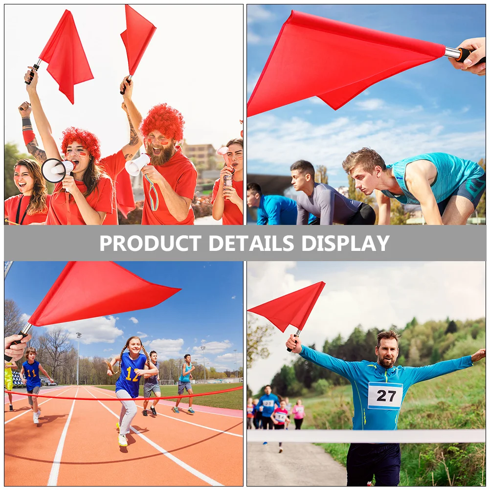 

6Pcs Referee Flags Bright Red Sturdy Handle Waving Flag for Soccer Racing Events Conducting Commanding Traffic