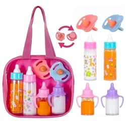 small size Baby Doll Feeding Bottle Set Baby Care Toy Stroller 2pcs Milk And Juice Bottles With Toy Pacifier For Baby Dolls