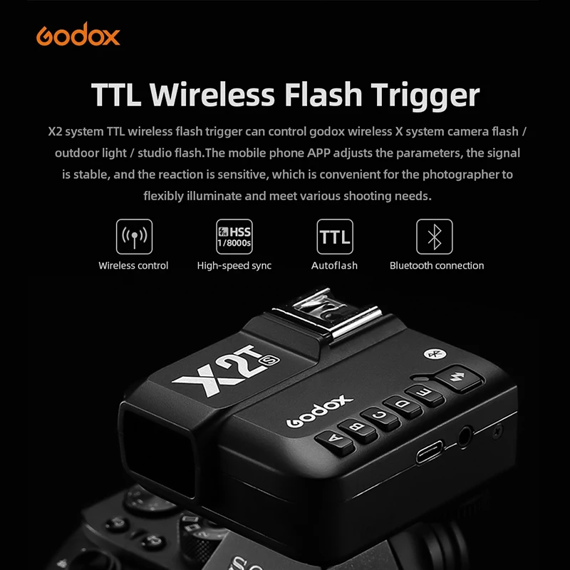 Godox X2T TTL 2.4G Wireless Flash Trigger for Canon Nikon Sony Fuji Olympus Pentax 1/8000s HSS Transmitter