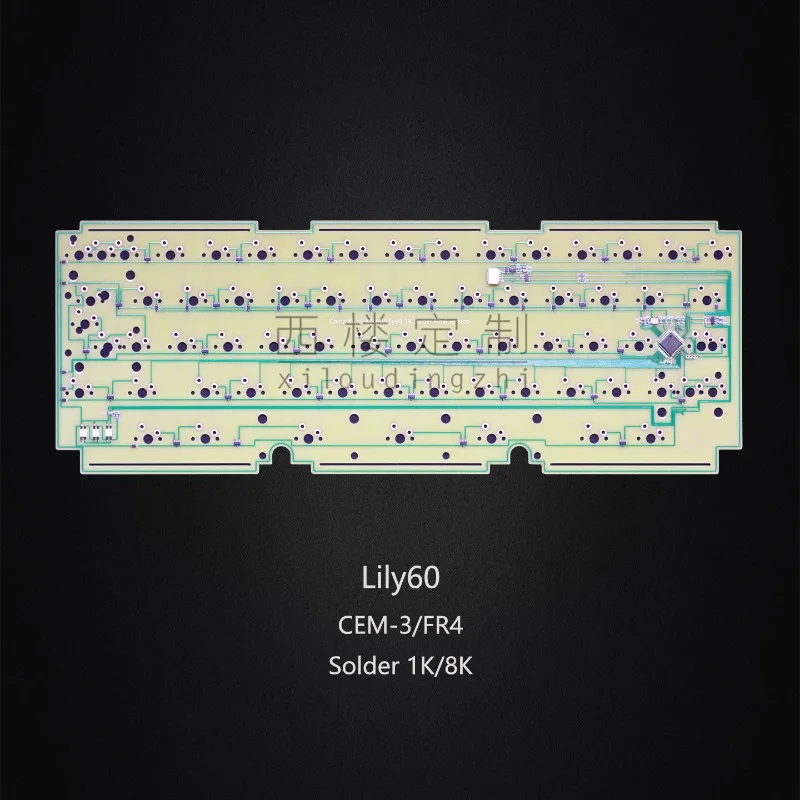 Lily60 Keyboard PCB Customized FR4/CEM3 Material Wired Single-mode Solder PCB for Gaming Mechanical Keyboard Accessories VIA