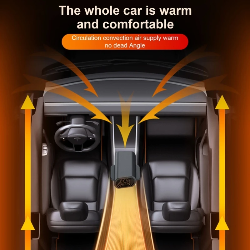 12V Car Heater Comfortable Cabin Temperature Maintenance Tool for Warmth&Visibility, Defroster Rotatable Heating Device D7YA