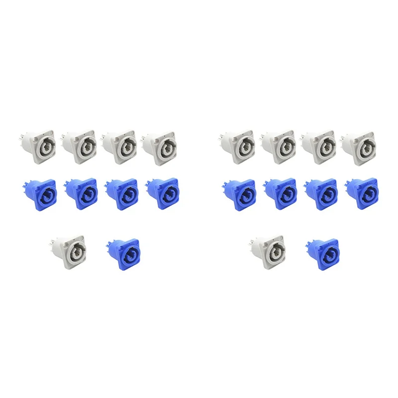 【Popular】20Pcs 3 PIN 20A 250V AC Powercon Connector Socket NAC3MPA-1 NAC3MPB-1 Output Connector Blue And Grey White