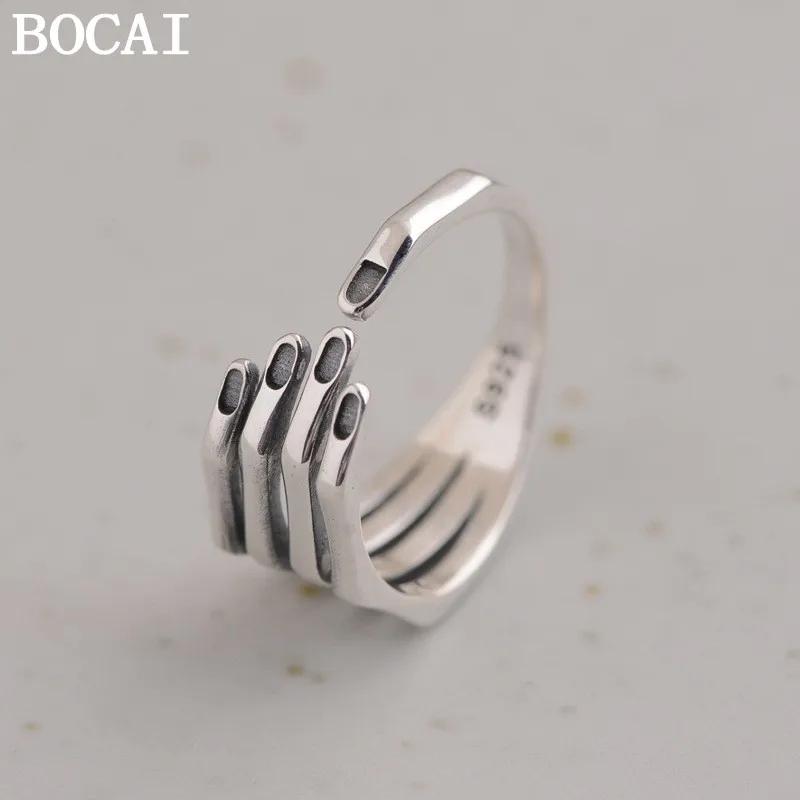 

BOCAI S925 Sterling Silver Jewelry Fashionable Temperament Fingers Rings Women's Selected Gifts