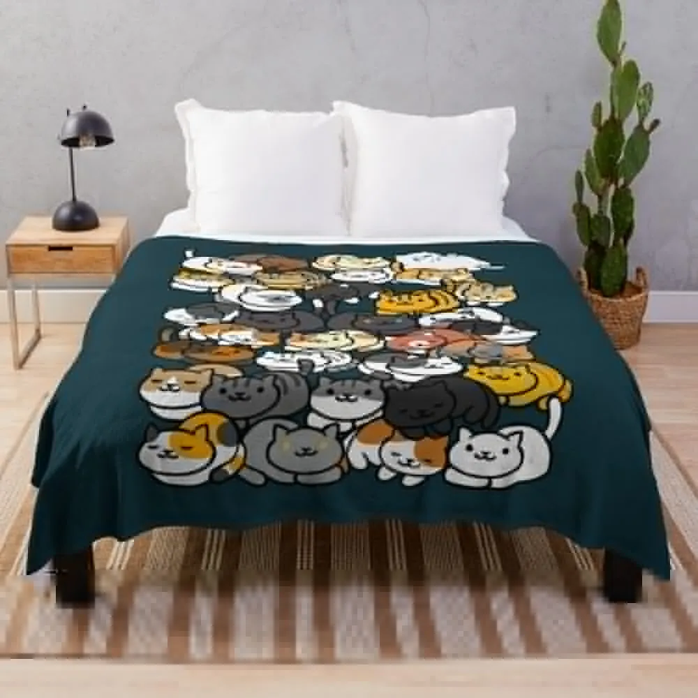 Neko Atsume Sleepy Kitties Throw Blanket Thermals For Travel Summer Decorative Sofas Blankets