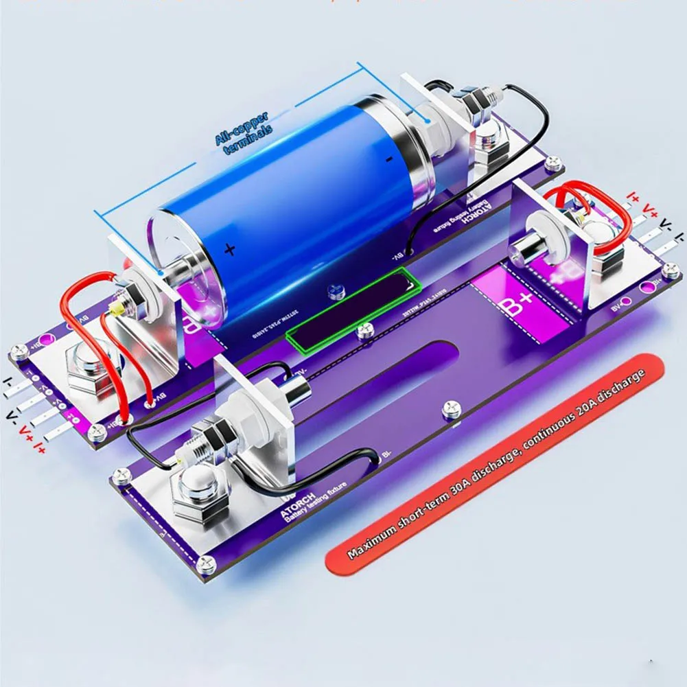 20A 4 wire battery test stand capacity and internal resistance tester fixture for A AA AAA button cells and lithium cells
