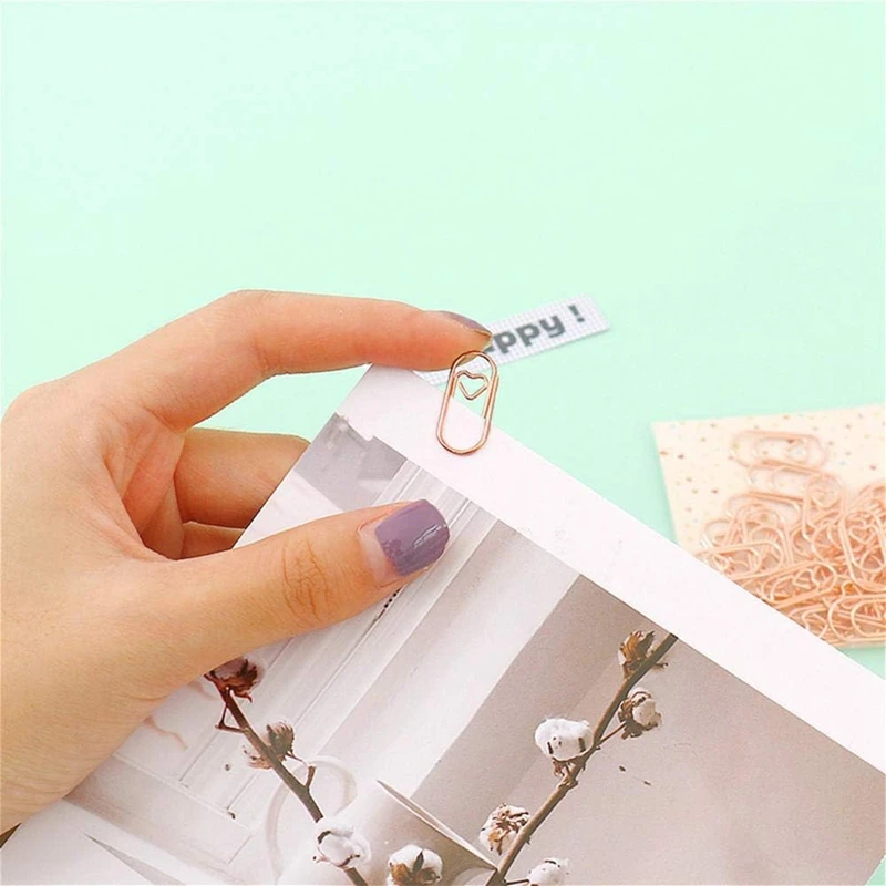 50 Piece Paper Clips Cute Love Heart Shaped Paper Clips Paper Clip Metal Bookmark Clips For Office School Desk Organizers