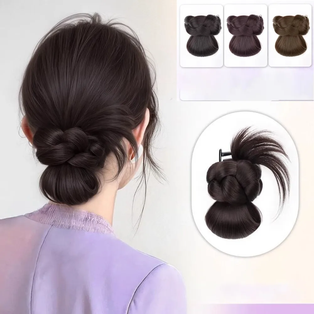 Wig Sintetis Realistis Ekstensi Rambut Jepit Rambut Rambut Palsu Ikat Rambut Poni Rendah Bundel Rambut Palsu Aksesoris Rambut