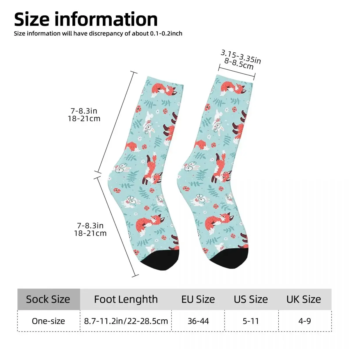 Fox And Bunny Pattern Socks Harajuku High Quality Stockings All Season Long Socks Accessories for Unisex Gifts