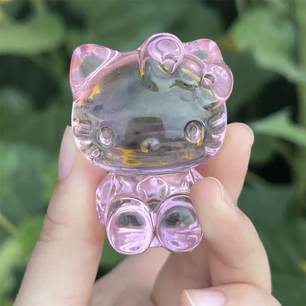 

Sanrio Hello Kitty Opalite Quartz 4.8cm Carving Polished Healing Figurine Cartoon Cat Home Decor Craft Gift