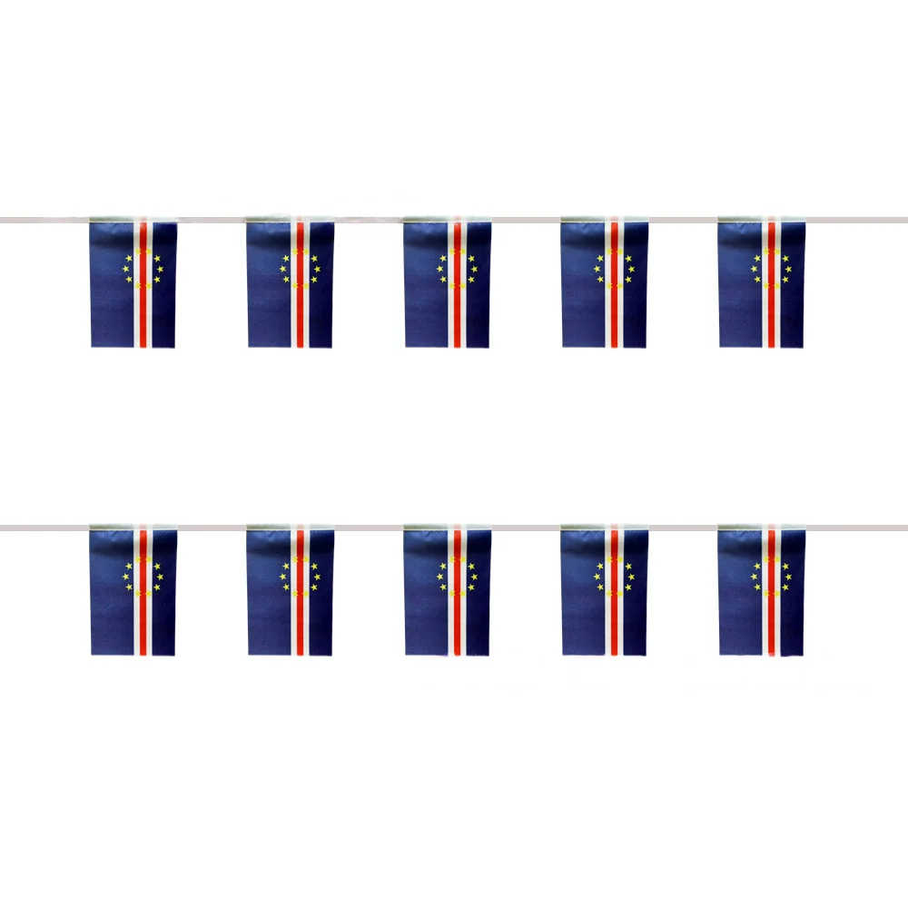 EOODLOVE Cape Verde Flag 20pcs/set 14x21cm Polyester Flag Cape Verde Flag Holiday Party Decoration