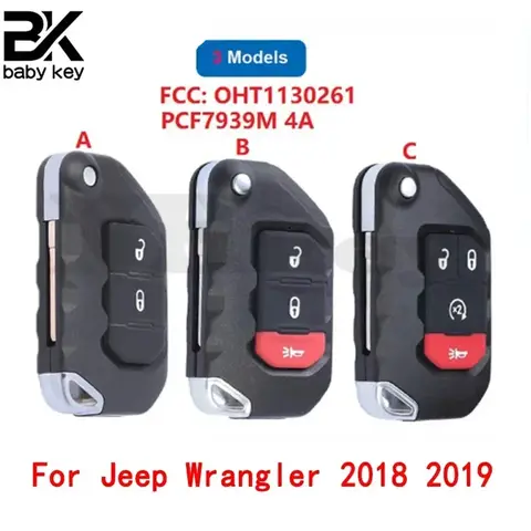 랭글러용 BB 키 2018 2019 433MHz PCF7939M 4A 칩 FCC ID:OHT 1130261 뒤집기 접이식 스마트 원격 자동차 키