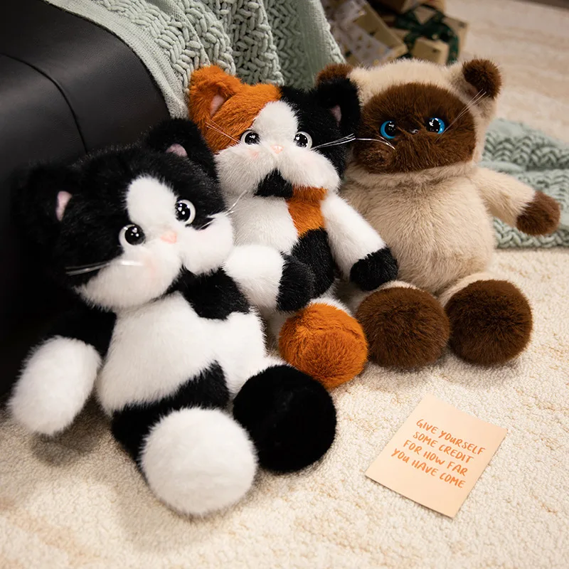 45/60cm kawaii doce gato brinquedo de pelúcia recheado fofo preto & branco gergelim 3 cores gatinho animal travesseiro dormir companheiro presente