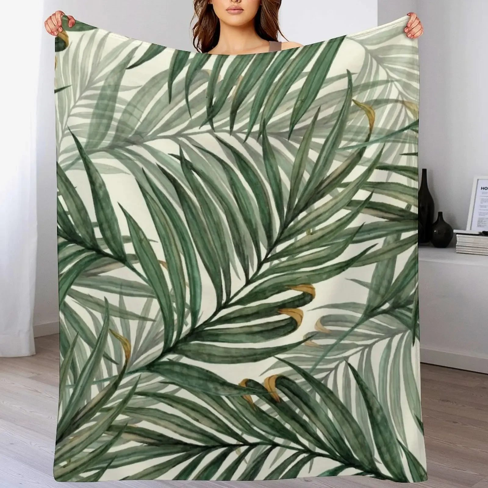

Palm Leaves Throw Blanket Cute Plaid For Baby Single Luxury Thicken Blankets