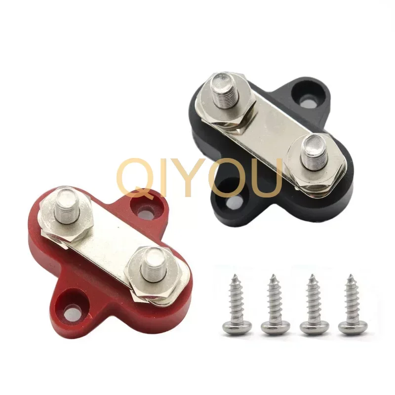 

Red/black Double Terminal Block M8/M6 Screw Fixed Wire Connector Truck RV Yacht Busbar