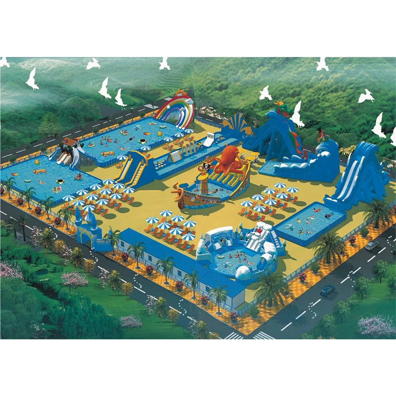 

！@Factory Direct Sales PVC Inflatable Water Park with Pool Custom Size & Color Includes Blower & Repair Kits
