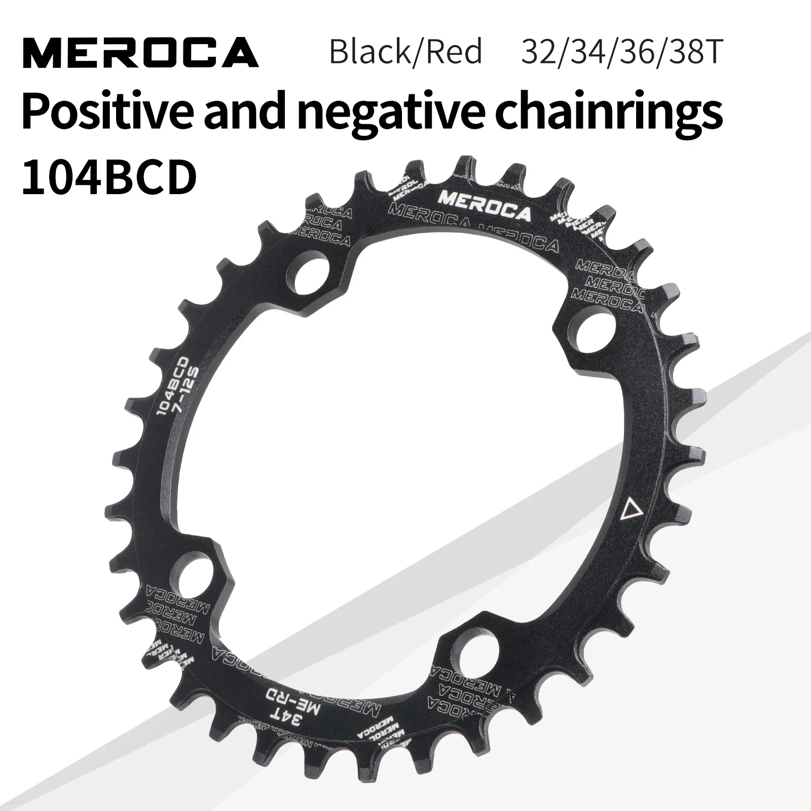 MEROCA 104 Bcd Chainring Narrow Wide 104bcd Crown Ultralight Mountain Bike 32T 34T 36T 38T Crankset Bicycle Dish 34 Teeth Mtb