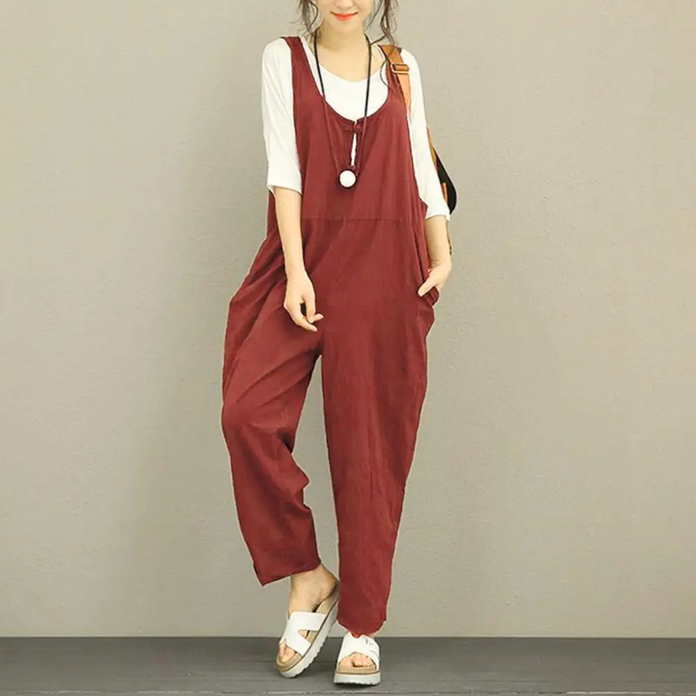 

Women Casual Jumpsuit Trendy Soft Women Loose Jumpsuit Ladies Summer Pants Long Romper Overall Daily Wear