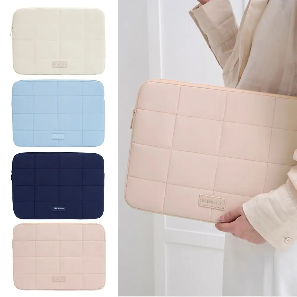 

14/15.6inch Quilted Tablet Bag Solid Color Ultralight Travel Tablet Sleeve Wear-resistant Shockproof Tablet Protection Cases
