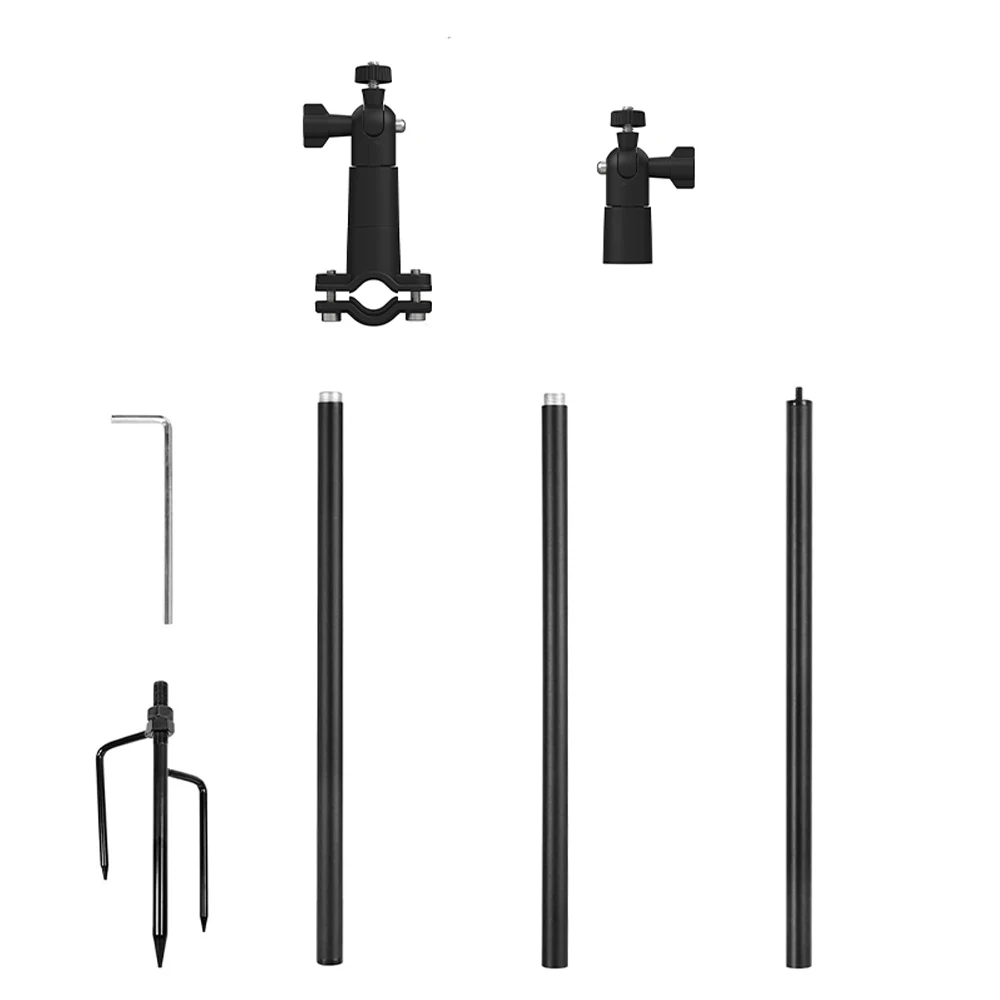 Pole Ground Stake Mount Stand with Solar Panel for Ring Blink Eufy Wyze Google Nest & Arlo 360° Adjustable Holder for Security C