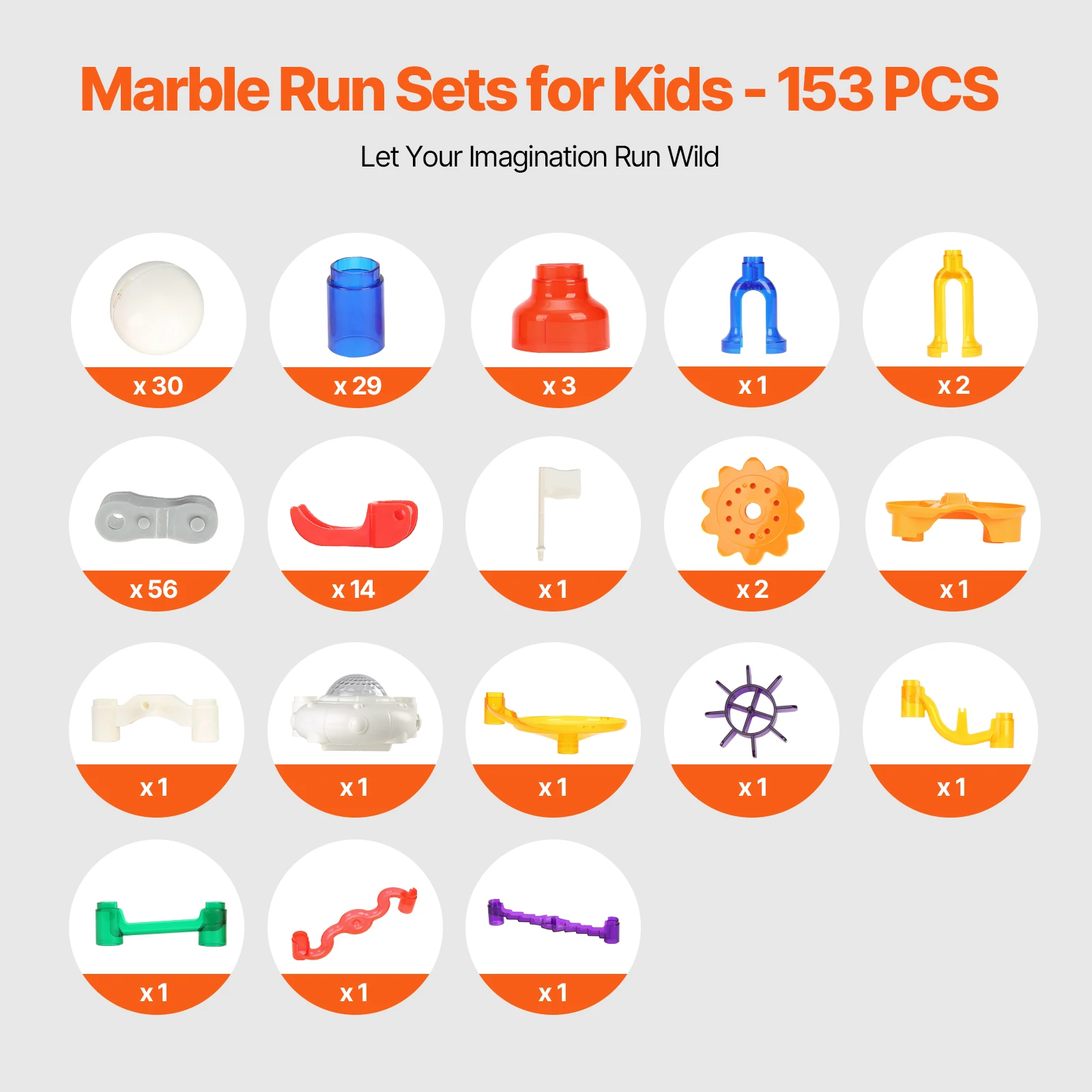 SucceBuy Marble Run Set 153 шт. с моторизованным лифтом и 30 пластиковыми шариками, мраморный лабиринт, строительный блок, гоночная дорожка для игры на мозг