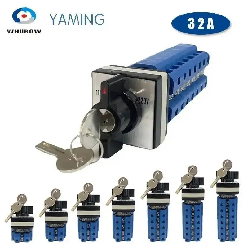 

LW26-32F With Key Three Position Lockable Universal Transfer 32A 690V Dual Power Switching Motor Reverse Rotary Cam Switch
