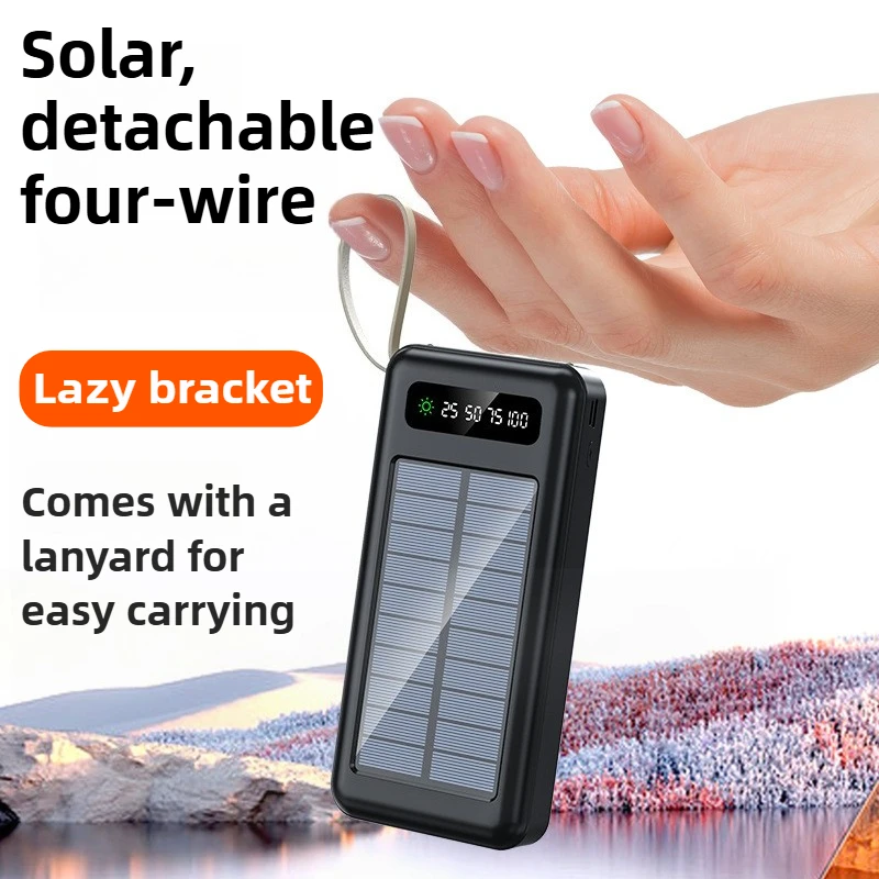 

New Model Solar Power Bank Large Capacity with Built-in Cable Mobile Power Supply for Phones