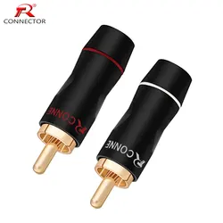 1Pair RCA HIFI Cable Terminals Connector, Male Plug Connector Brass Gold Plated, Audio Video HIFI Terminals