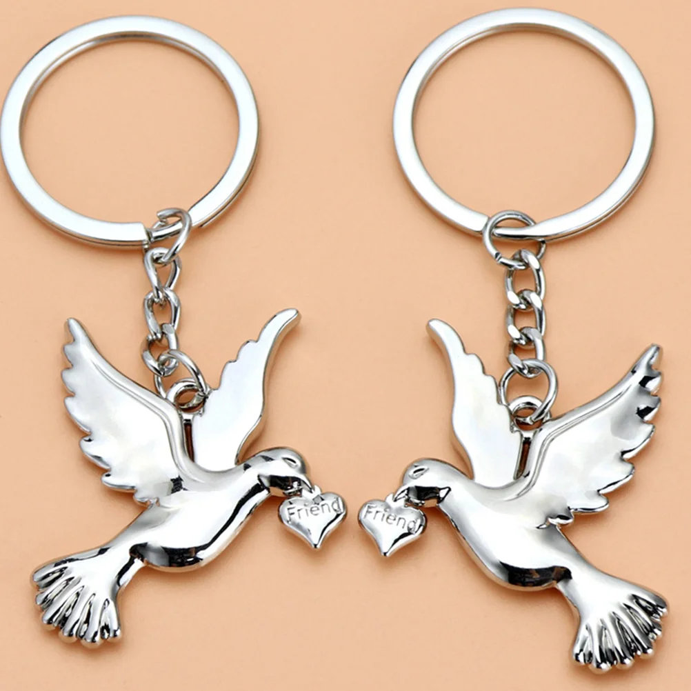 4 Pcs Peace Dove Keychain Hanging Decoration Bag Pendant Fun Pigeon Shape for Backpack Zinc Alloy Ring Party Favor