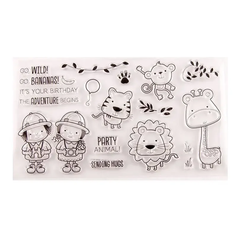 

1pcs Animal Party Lion Monkey Giraffe Transparent Clear Silicone Stamps