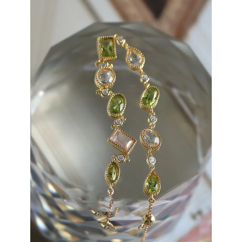 

French Medieval Fresh Color Zircon Crystal Girl Bracelet Silver-plated 18th Birthday Gift for friends