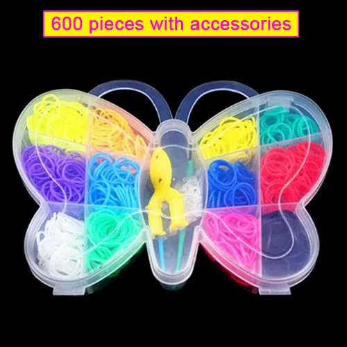 Colorful Rubber Loom Bands Elastic DIY Set Box Girls Gift Weaving Bracelet Tool Kit Kids Arts Crafts Toys Children 7 8 10 Years