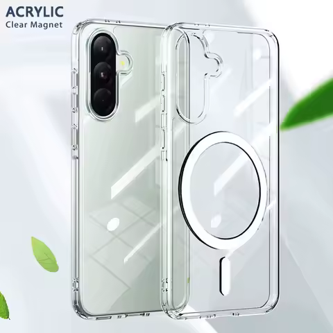 Luxury Clear Cover For Magsafe Magnet Case Samsung Galaxy S25 Edge S21 S23 Fe S22 Plus S24 Ultra Z Flip Fold 7 6 5 4 3 Original