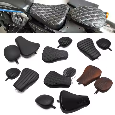 Motorcycle Black PU Front Rear Seat Cushion Cover Passenger Driver Pillow Solo Seat For Harley Sportster XL1200 883 72 48 Parts