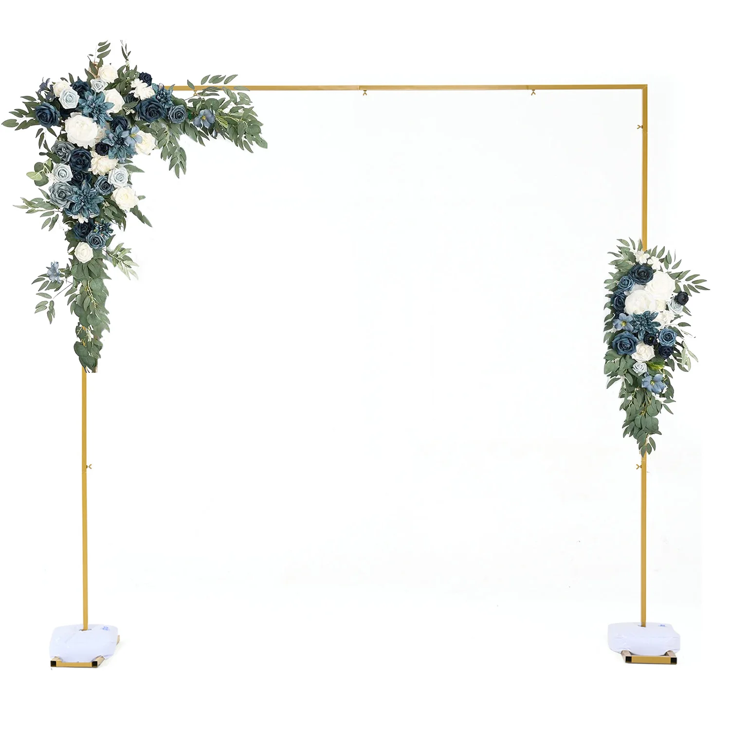 

7.87FT Square Wedding Arch Stand for Ceremony Metal Backdrop Stand Heavy Duty with Base Gold Balloon Arch Frame for Baby Shower