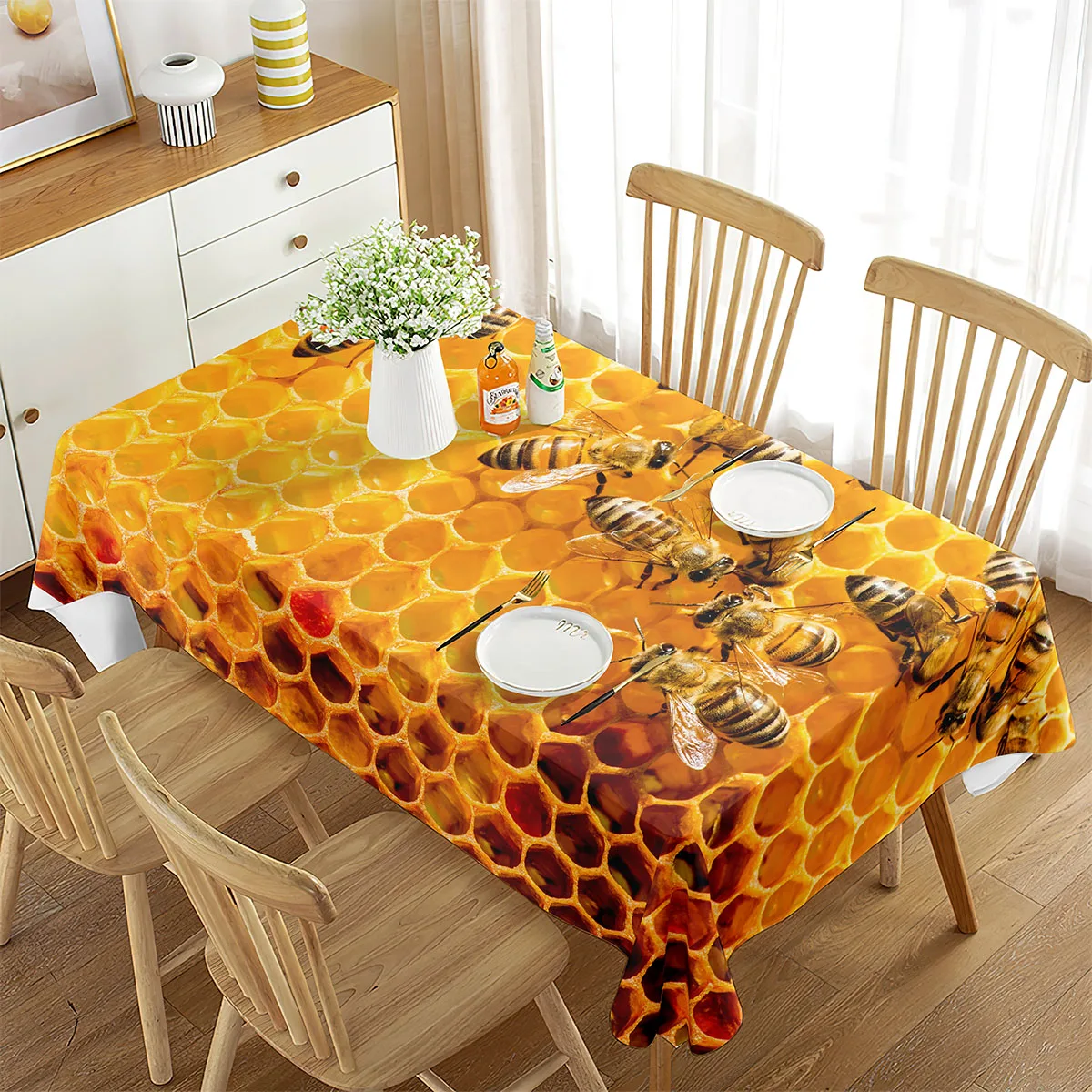 Rectangular Tablecloth Bee Rectangular Tablecloth Beehive Honey Home Decor Dining Room Kitchen Travel Living Room Banquet Party