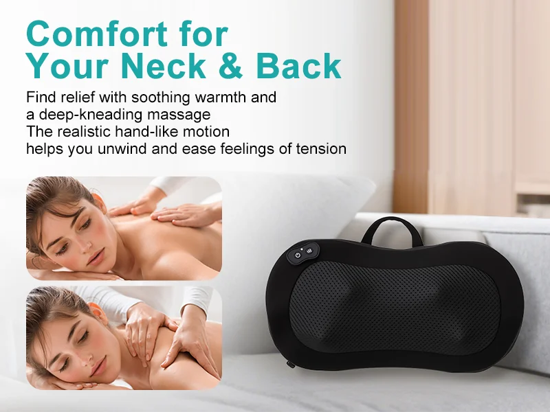 LEERCON Shiatsu Back Massager for Deep Tissue, Cordless Portable Back And Neck Massager with Heat, 3D Kneading Lower Back Electric Massage Pillow, Suitable for Men And Women.