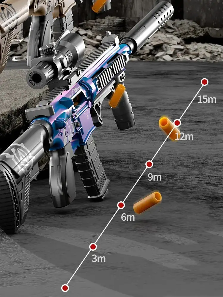 Kinderen Handleiding Zachte Kogel M416 Zachte Kogel Pistool Kan Vuren Machinepistool Model Jongen Speelgoed Pistool Actie Laden Assault Rifle - afbeelding 2