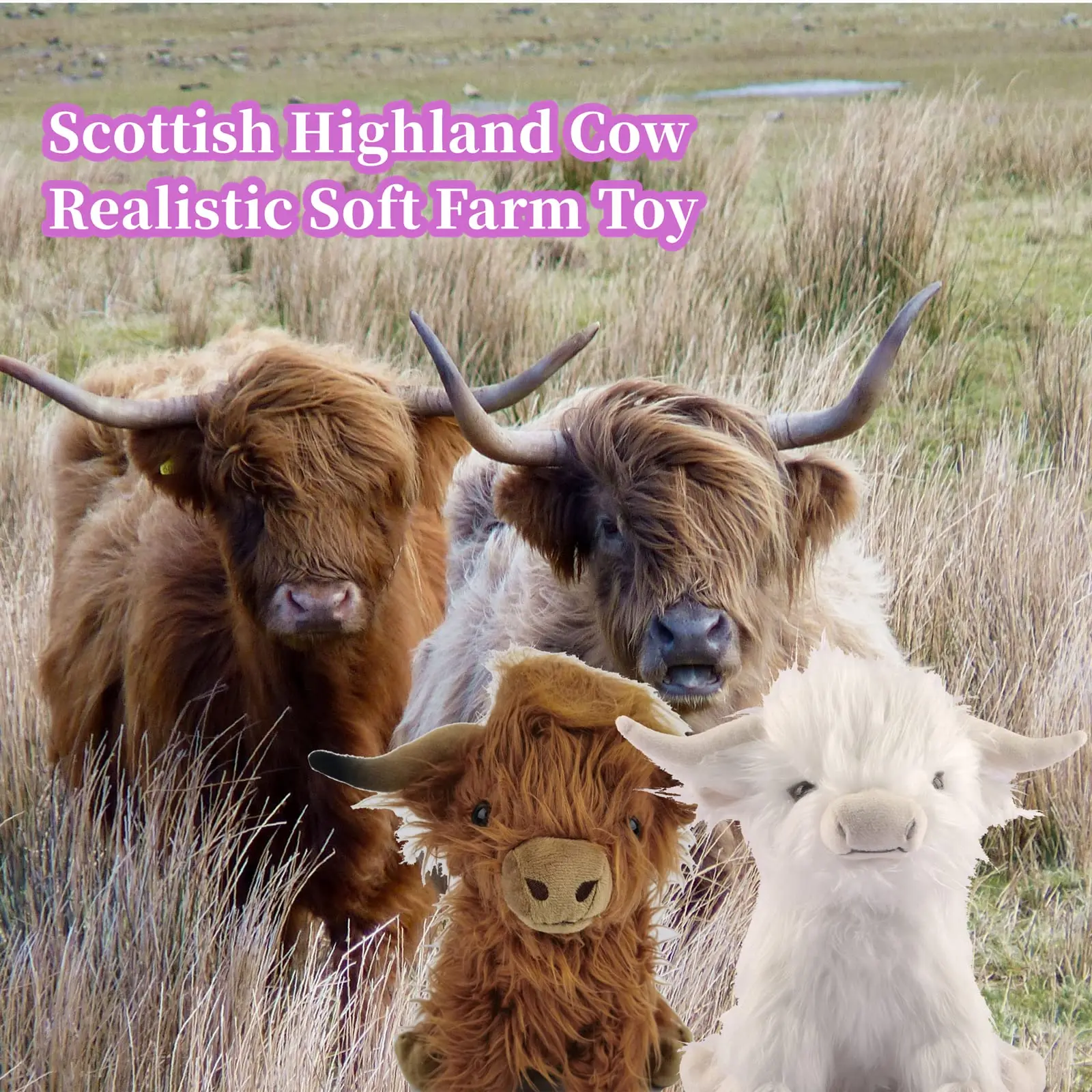 Peluche Vaca De Las Tierras Altas De 25 Cm – Muñeco Suave De Highland Cow, Juguete De Granja Decorativo Y Regalo Afectuoso Para Niños Y Adultos