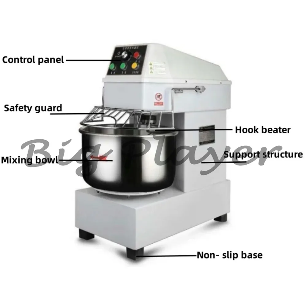 High Efficiency Spiral Dough Mixer - 5L/10L Commercial Kneader for Kneading Dough Quickly and Evenly