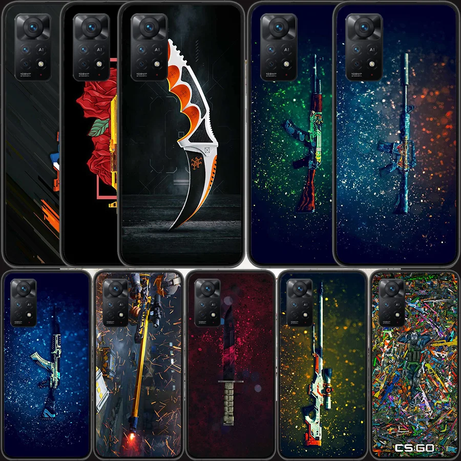 Csgo gun weapon knife skin Phone Case For Redmi Note 13 Pro 5G Plus 12 12C 10 10A 10C 9 9A 9C 9T 8 8A K60 K70 Pro Xiaomi Cover 7