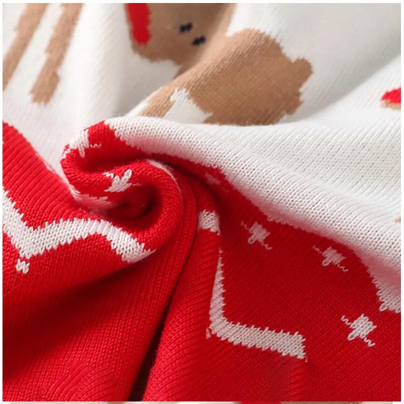 2024 Kids Boys Girls Pullover Christmas Sweater Winter Autumn Clothes Print Cute Cartoon Plush Thick Warm Children Clothing 2-7Y