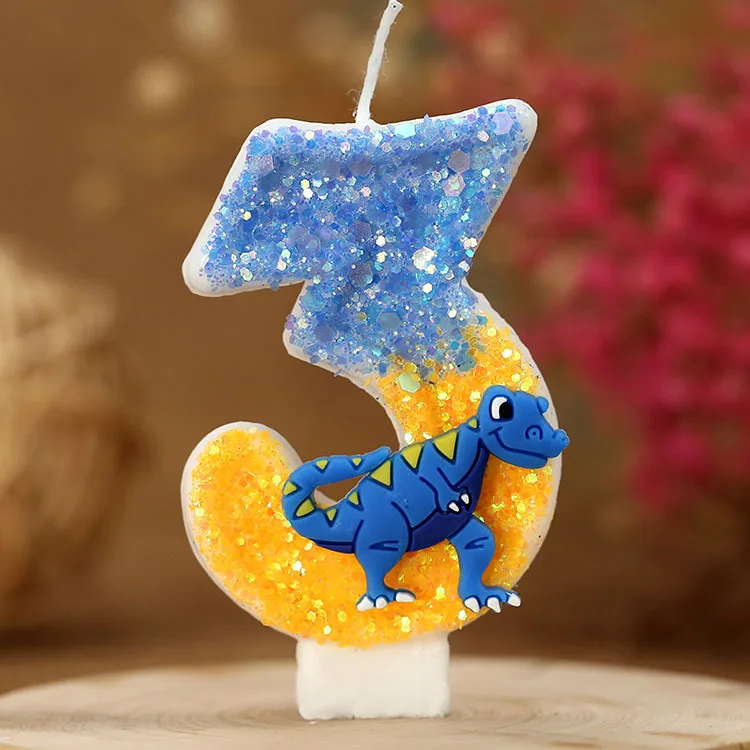 FY Boy\'s Digit Birthday Candles with Dragon 0-9 Number Blue Cake Decorative Kids Party Candle for Anniversary Party Wedding