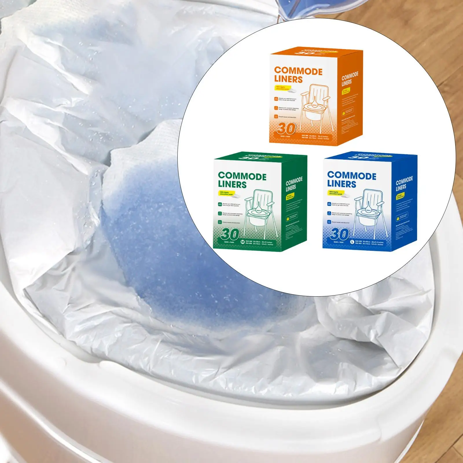 

30 шт. прикроватные вкладыши для комодов с впитывающей прокладкой, мешки для мусора, мешки для мусора на шнурке, вкладыши для унитаза для кемпинга, герметичные, удобные