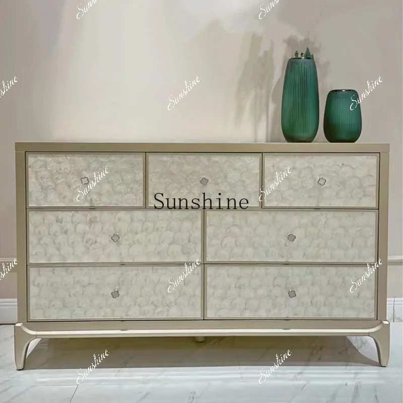 American light luxury shell chest bedroom living room solid wood chest  FT
