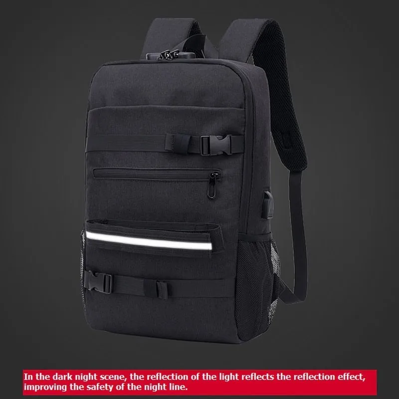 Skateboard Backpack Travel Anti Theft Laptop School Bag With USB Charging Port Unisex Rucksack College Bagpack Teenage Plecak